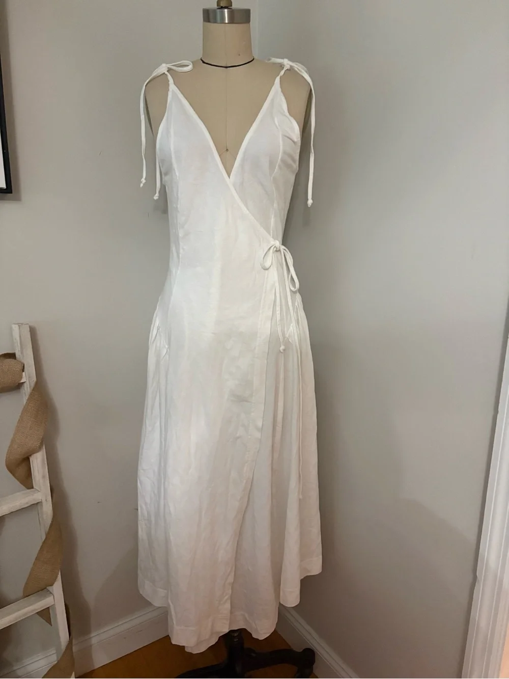 Free People Ivory Maisie Wrap Midi Dress Size X-Small